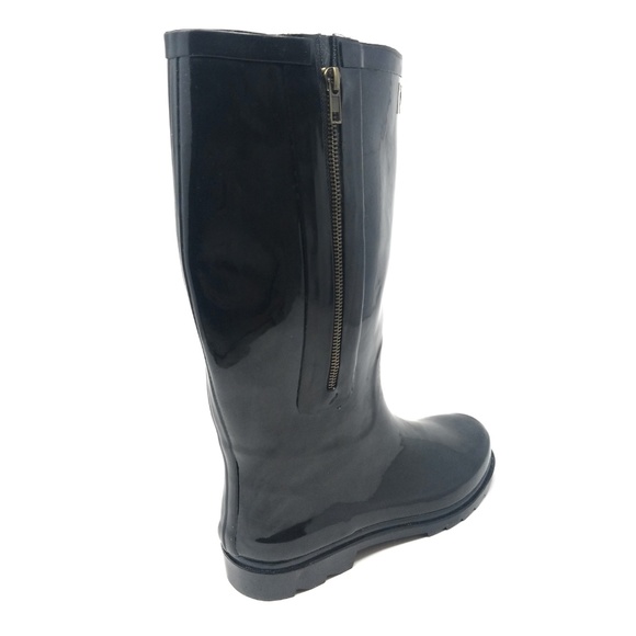 Women Tall Rain Boots with Zipper, #6035, Black - Picture 2 of 2